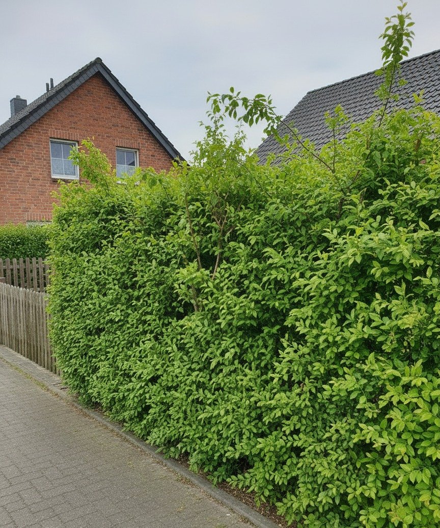 Hainbuchen-Hecke — vor dem Schnitt