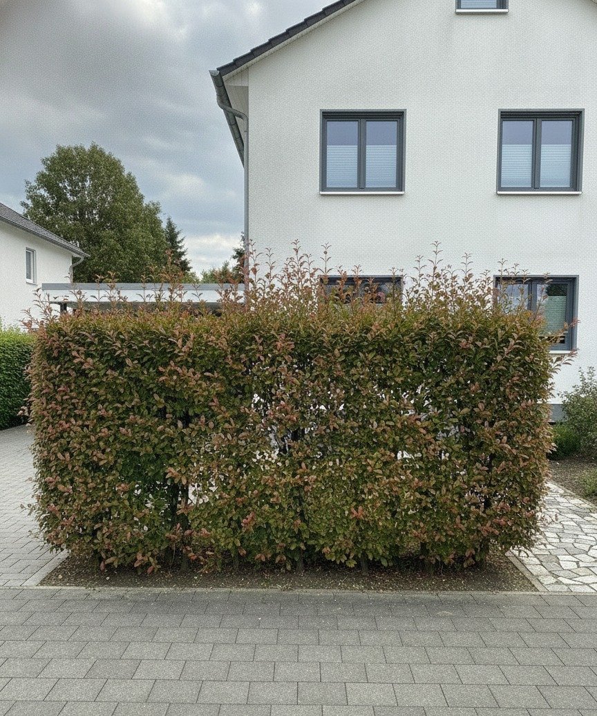 Glanzmispel-Hecke — vor dem Schnitt