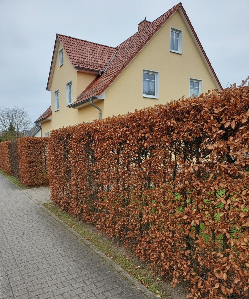 Rotbuchen-Hecke — nach dem Schnitt